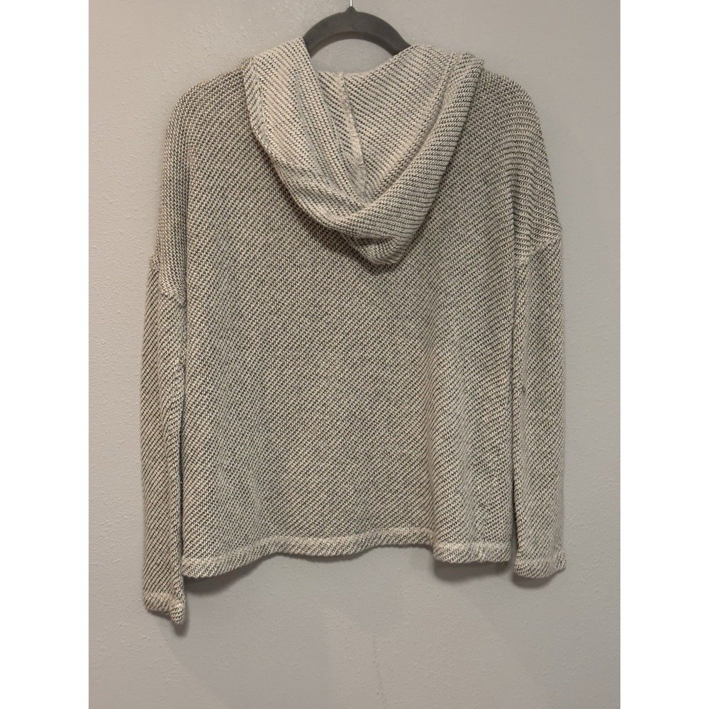 American Eagle Knit Hoodie Cream Textured Sweater Pullover Cozy Minimalist M - Picture 5 of 7